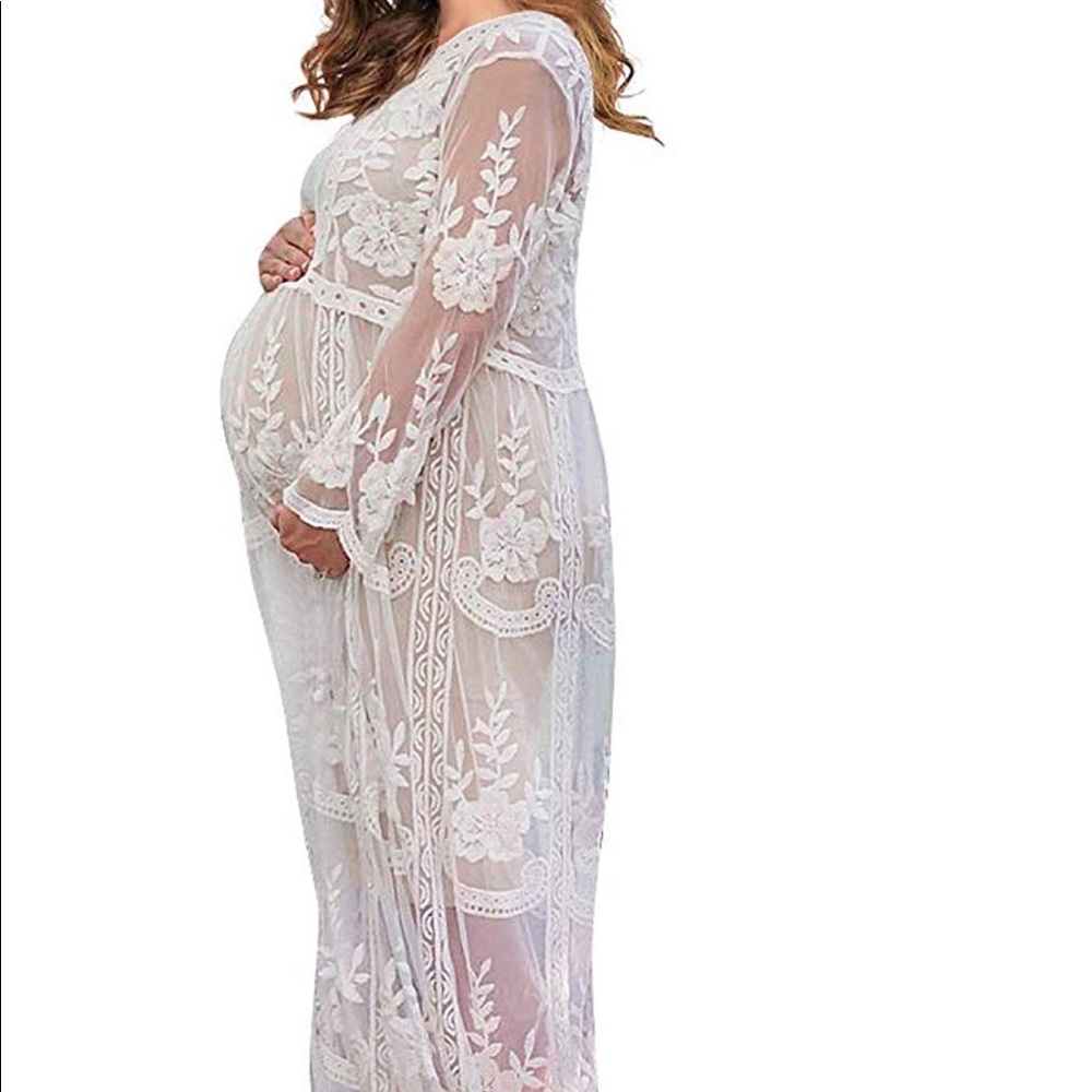 Lace Floral Maternity Gown & Nude Slip